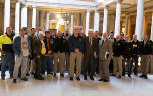Local 150 members were on hand for the announcement of the Indiana House Republicans' infrastructure funding plan.